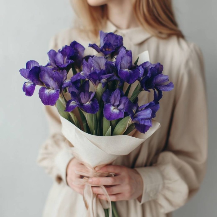 Букет 13 фиолетовых ирисов
