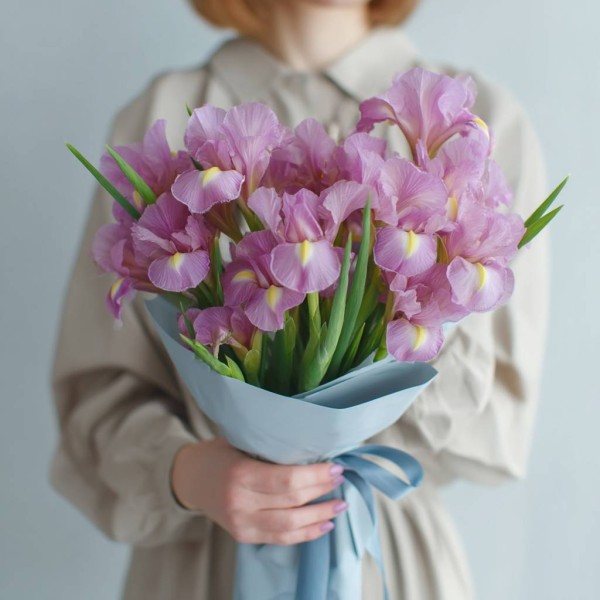 15 розовых ирисов