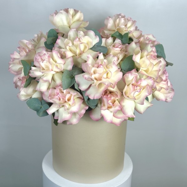 25 белых французских роз в коробке