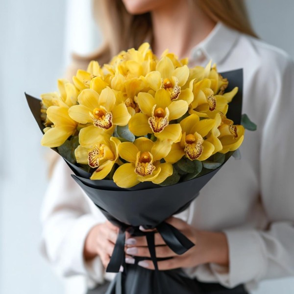 25 желтых орхидей