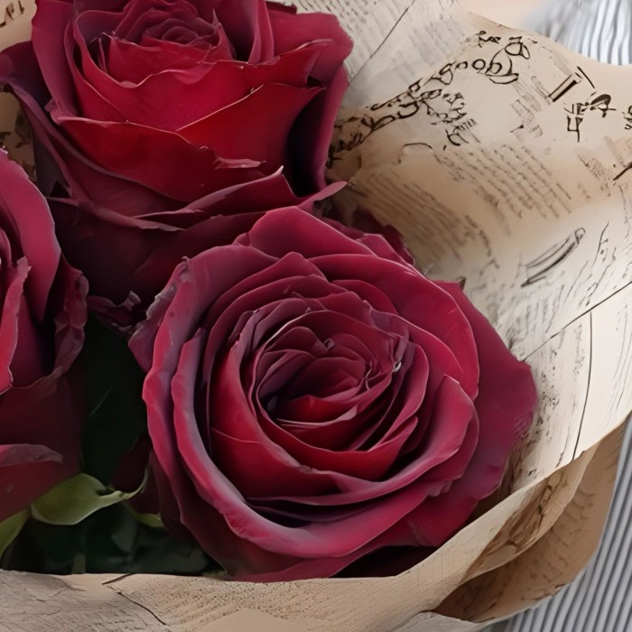 Букет 3 бордовые розы