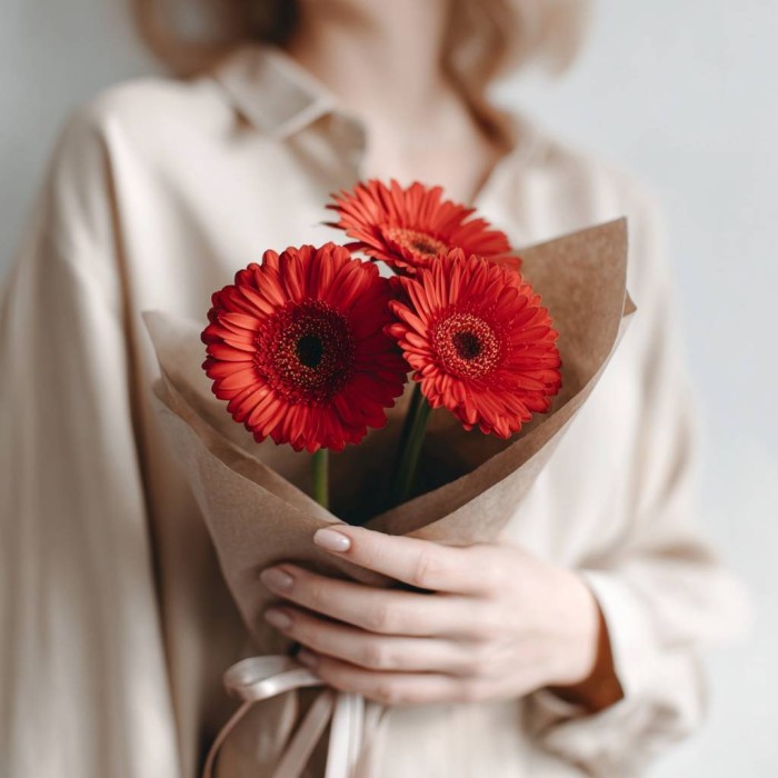 Букет 3 красные герберы