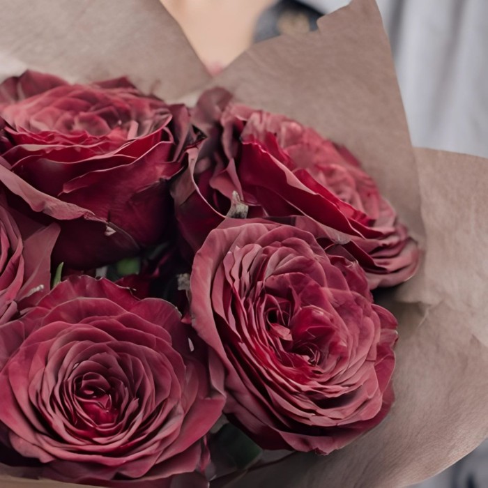 Букет 5 бордовых роз