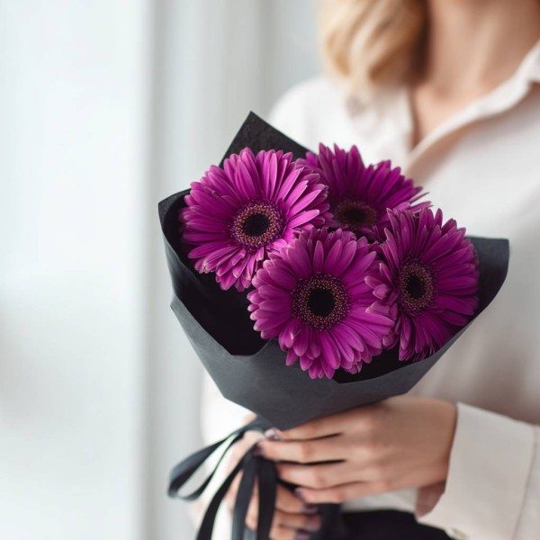 5 фиолетовых гербер