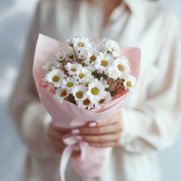 Букет с 5 кустовыми ромашками