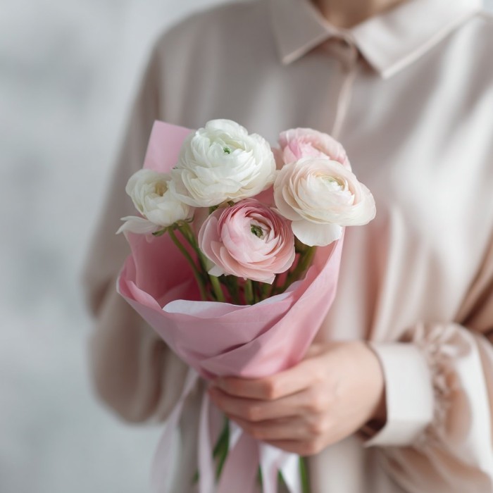 Букет 5 нежных ранункулюсов