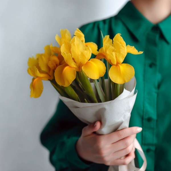 Букет 5 желтых ирисов