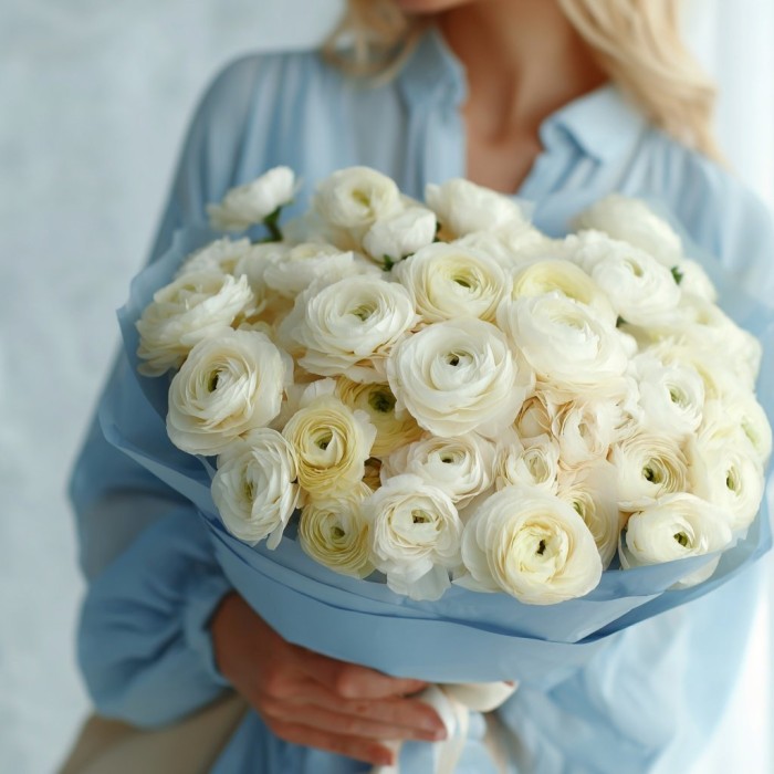 Букет 51 белый ранункулюс