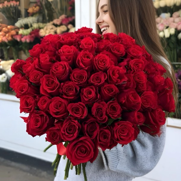 51 красная роза Кения