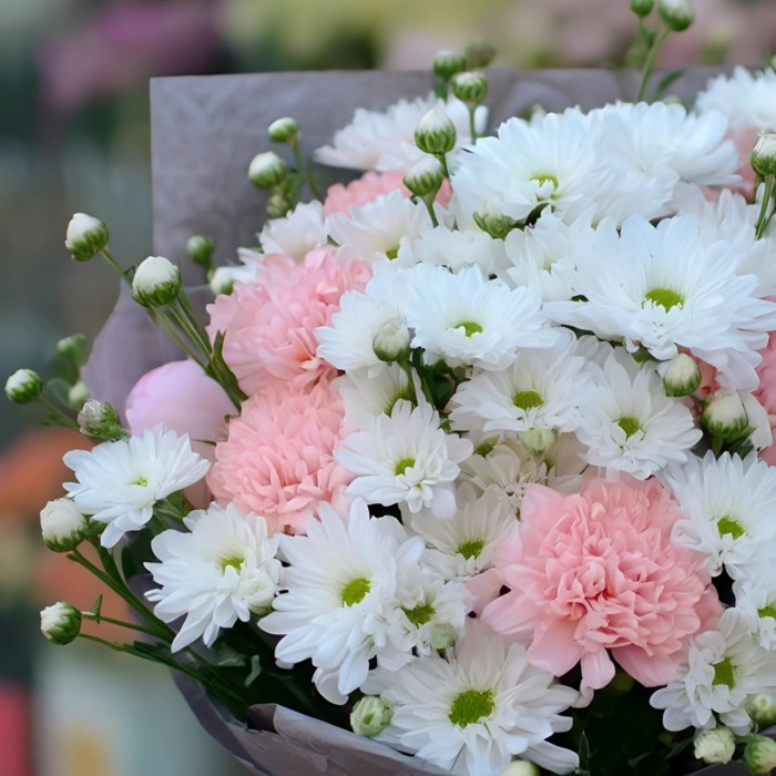 7 гвоздик, 3 пиона и хризантемы