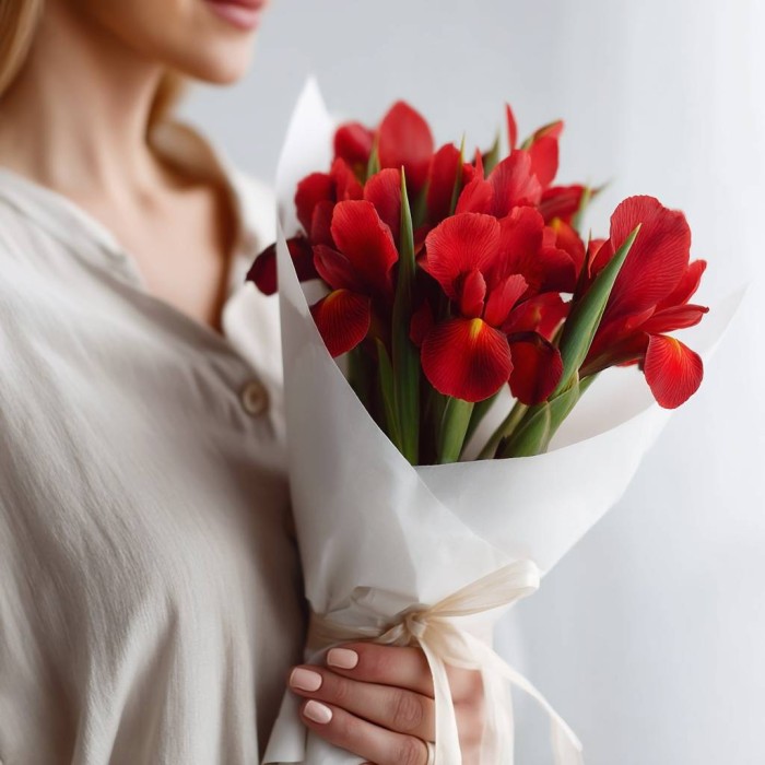 Букет 7 красных ирисов