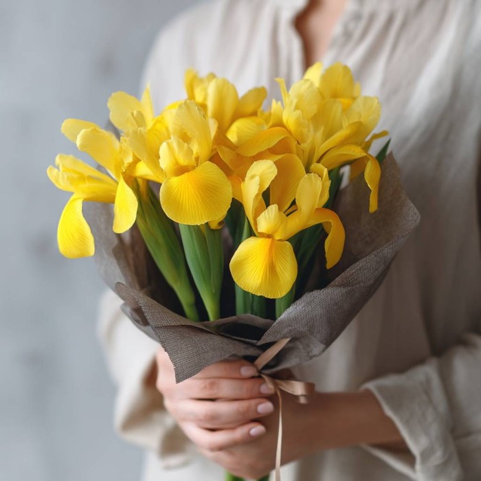 Букет 9 желтых ирисов