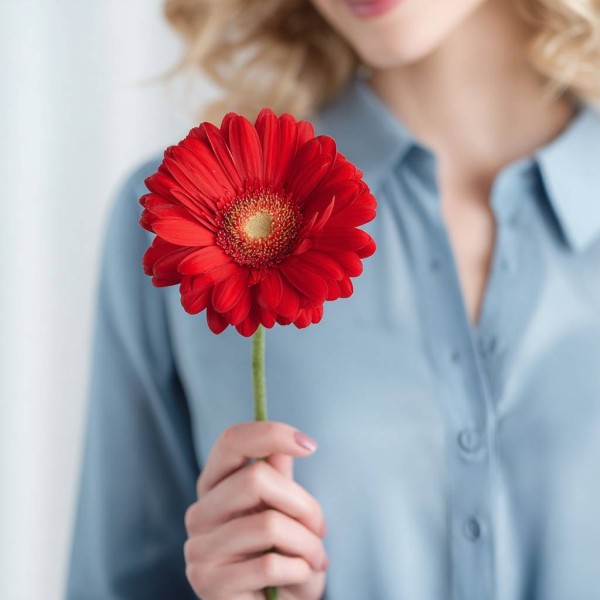 Одна красная гербера