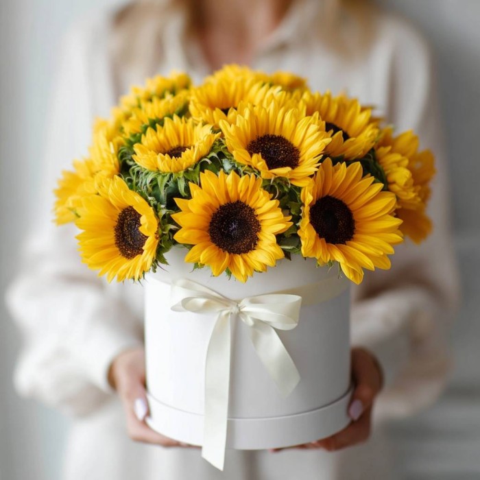 Полевые подсолнухи в коробке