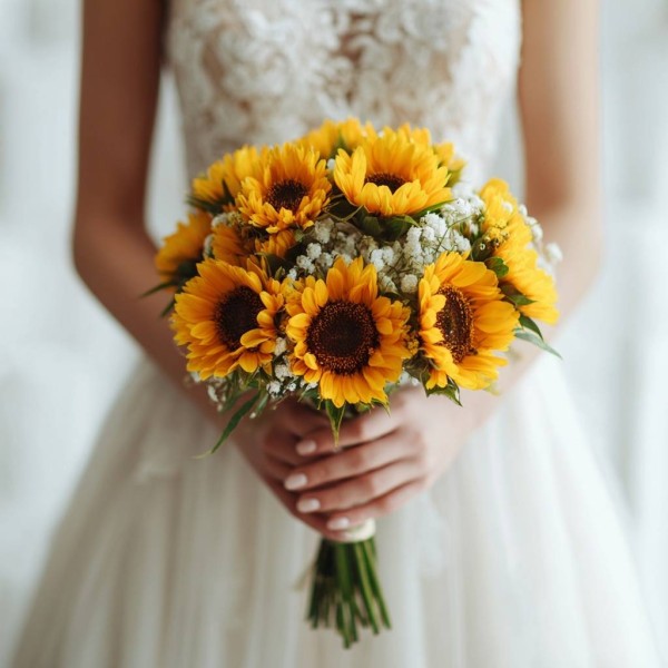 Свадебный букет из подсолнухов