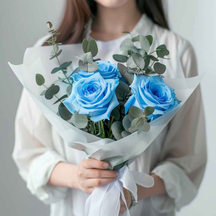Букет 3 синие розы