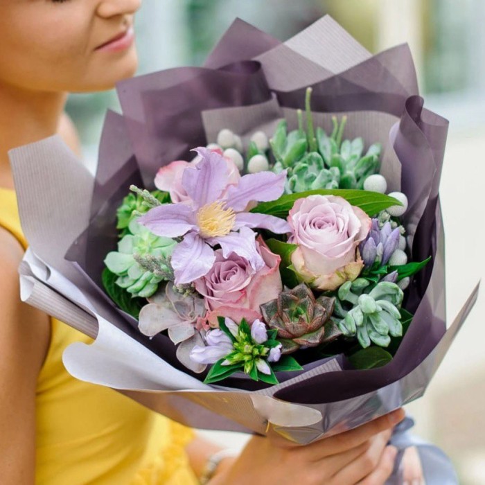 Букет Гортензия с герберой и с розой