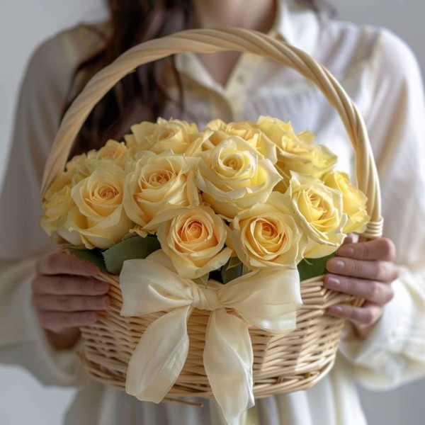 Корзина 15 желтых роз